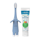 Dr. Brown's Infant-to-Toddler Training Toothbrush Set, Blue Elephant with Fluoride-Free Apple Pear Baby Toothpaste, 0-3 years by TinyTreasures Baby Boutique