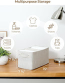 StorageWorks Narrow Storage Bins, Small Basket for Closet and Shelves, Rectangular Fabric Organizer with Handles, Toilet Paper Storage, Gray and White, 2-Pack by CozyNest Decor