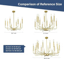 Modern Gold Farmhouse Chandeliers, 16-Light Industrial Metal Chandelier Lighting, Classic Candle Hanging Pendant Light Fixtures for Kitchen Island, Living Room, Dining Room, Stair by CozyNest Decor