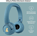 POGS Kids Bluetooth Wireless Headphones | The Gecko 2 | Foldable, Durable Headphones for Kids 3+ | Volume Limited 85 dB, Microphone | On-Ear | Wireless Music-Sharing Function (rBlue) by TinyTreasures Baby Boutique
