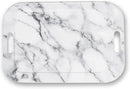Serving Trays with Handles, 14.5 x 9.8 inch Rectangular Plastic Tray for Restaurant, Kitchen, Gray White Marble by CozyNest Decor