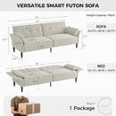 89” Futon Sofa Bed, Comfy Futon Couch Bed with 2 Square Pillows, Convertible Sleeper Sofa with Adjustable Backrest& Armrests, Modern Loveseat Sleeper for Living Room, Bedroom, White by CozyNest Decor