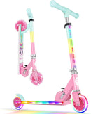 BELEEV V2 Scooters for Kids with Light-Up Wheels & Stem & Deck, 2 Wheel Folding Scooter for Girls Boys, 3 Adjustable Height, Non-Slip Pattern Deck, Lightweight Kick Scooter for Children Ages 3-12 by TinyTreasures Baby Boutique