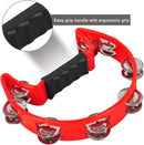 EastRock Tambourine Metal Jingles Hand Held Percussion Half Moon Tambourine for Kids, Adults, KTV, Party Red by TinyTreasures Baby Boutique