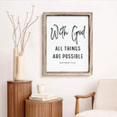 Christian Wooden Wall Signs, Religious Home Decor, Farmhouse Decor for Home Office, Christian Gift, Hanging Framed Wall Plaque 15 * 11.5 inches, With God All Things are Possible Sign by CozyNest Decor