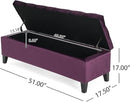 Christopher Knight Home Gloust Velvet Storage Ottoman, Upholstered Rectangular Storage Bench, Living Room Seating, Tufted BottonFoot Rest Stool for Home Office, Entryway and Bedroom, Purple by CozyNest Decor