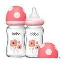 YOHKOH Natural Glass Baby Bottle with Natural Response Nipple, Newborn Anti-Colic Baby Bottles, Wide Neck Mushroom Cap Baby Bottle, Clear ((5.4oz (Pack of 2), Red-1) by TinyTreasures Baby Boutique