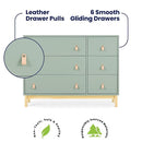 Delta Children babyGap Legacy 6 Drawer Dresser with Leather Pulls and Interlocking Drawers Greenguard Gold Certified, Sage Green w/Natural by TinyTreasures Baby Boutique