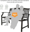 Grand patio 52" Farmhouse Outdoor Bench, Garden Benches with Rust Free Metal Powder Coated Frame and Aluminum Backrest, Faux Wood Grain Finish Frame Patio Bench for Front Porch, Northwoods Brown by GreenHaven Gardens