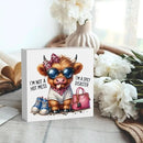Funny Cute Highland Cow Baby Decor, Cow With Pink Bow, Highland Cow Gifts for women, Western Highland Cow Nursery Decor, Wooden Box Decor Sign for Home Farmhouse Office Living Room Table Shelf by CozyNest Decor