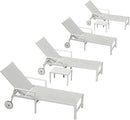 PURPLE LEAF Outdoor Lounge Chairs Set of 4 White Aluminum Chaise Lounge Chair Outdoor with Wheels and Armrest for Patio Deck Pool Side Table Include, Ivory by GreenHaven Gardens
