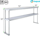 AmGood Double OverShelf Stainless Steel NSF - Many (72" Long x 12" Deep) by CozyNest Decor