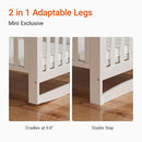 EvoNest Baby Crib, 11 in 1 Convertible Mini Crib with Wheels, 100% New Zealand Wood Growing Bed, 4 Adjustable Mattress Height,White by TinyTreasures Baby Boutique