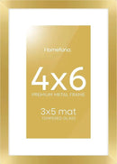 Homeforia 4x6 Picture Frame Gold, High End Metal 4 x 6 Gold Frames with Mat 3 x 5 for Print, 4by6 Desk Frame Matted to 3x5 inch Photo, 4 by 6 Wall or Tabletop Frame, Tempered Glass, Wall Kit, Set of 1 by CozyNest Decor