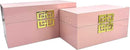 Galt International Storage Box Set Decorative Storage Box w/Hinged Lid Classic Design Wood Decor Boxes with Geometric Clasp Storage for Bedroom & Home - Set of 2 (Pink & Gold) by CozyNest Decor