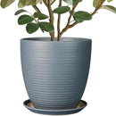 10 Inch Ceramic Planter Round Plant Pots for Plants Indoor Outdoor Glaze Large Flower Pot with Drainage Hole and Saucer Gray by GreenHaven Gardens