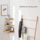 Corner Shelf, 7inch Solid Oak Wood Floating Corner Shelf Wall Mount Round End Floating Speaker Shelves with Wire Hole for Small Plant Photo Frame for Bedroom Kitchen, Living Room by CozyNest Decor