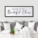 Welcome to Beautiful Chaos Framed Wall Art, 40''×15'' Rustic Horizontal Beautiful Chaos Plaque with Black Frame for Entryway Living Room, Farmhouse Long Welcome to our Chaos Wood Sign Wall Decor by CozyNest Decor
