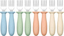 DRKIO 8 Pieces Toddler Forks Set - Baby Forks with Silicone Handle Children safe 18/8 Stainless Steel Toddler Utensils Set for Self Feeding Kids Silverware Anti-Choke Design Food Grade Dishwasher Safe by TinyTreasures Baby Boutique