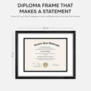Homeforia 11x14 Diploma Frame Black Wood, High End Black Oak 11 x 14 Certificate Frames with Mat 8.5x11, 14x11 Wooden Document Matted Frame, Award Graduation Frames, Tempered Glass, Wall Kit, Set of 1 by CozyNest Decor