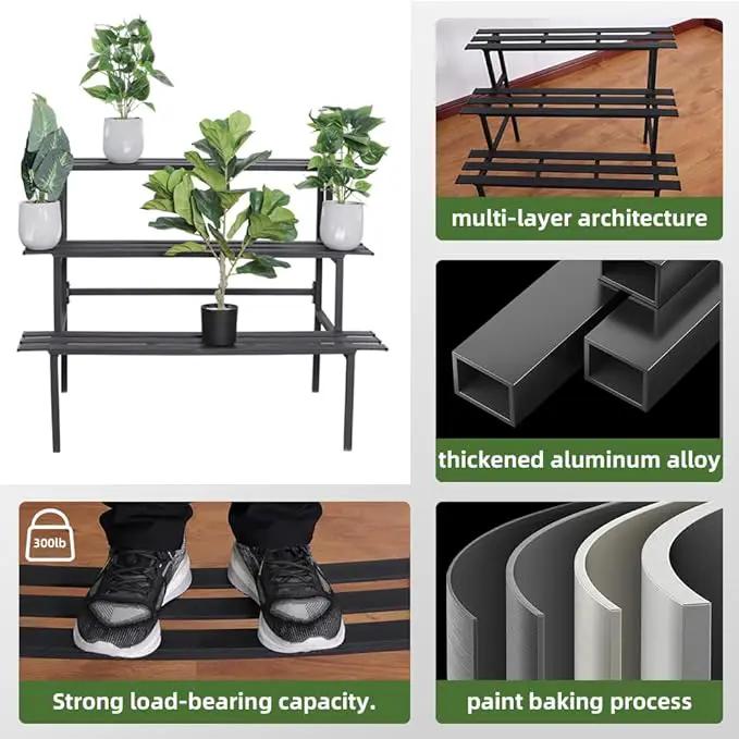 Versatile 3-Tier Metal Plant Stand, Ladder Designed, Heavy-Duty Utility Storage Rack for Indoor & Outdoor Use, Decorative Plant Display for Home, Garden, Patio, and Balcony., photo 4 of 7