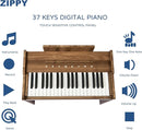 ZIPPY Kids Piano Keyboard, 37 Keys Digital Piano for Kids, Touch Sensitive Control Panel, Built-in Songs, Volume Adjustable, Music Educational Instrument, Wood Piano for 3+ Girls and Boys(Walnut Plus) by TinyTreasures Baby Boutique