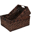 Rectangular Woven Water Hyacinth Basket,Dark Storage Basket With Inside Handle Shelves Kitchen Office Desk (Set of 2) by GreenHaven Gardens
