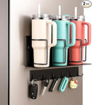 Strong Magnetic Cup Holder for Fridge, Fits Stanley 40/30/20 oz, Yeti & More, No-Drill Tumbler Organizer with Lid & Straw Storage, Kitchen & RV Space Saver(2-Piece Set) by CozyNest Decor