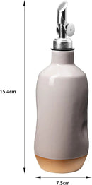 Olive Oil Dispenser Bottle Stoneware Ceramic, Cruet Protects to Reduce Oxidation, Suitable For Storage Of Oil, Vinegar, Coffee Syrups & Other Liquids - Stainless Steel Spout 14Oz by CozyNest Decor
