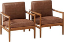 Mid Century Modern Accent Chair Set of 2, Leather Accent Chair, Relaxing Armchair with Solid Wood Frame & Soft Cushion, Reading Leisure Chairs for Living Room by CozyNest Decor