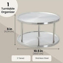 Juvale 2-Tier Lazy Susan Spice Rack Organizer for Cabinet - Stainless Steel Spice Carousel - Pantry & Kitchen Countertop Organizer (10.5 in) by CozyNest Decor