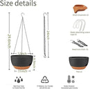2 Pack Hanging Planters for Indoor Outdoor Plants, 12 Inch Self Watering Hanging Pot with Drainage Holes and Saucer, Plastic Plant Pots, Black Brown Flower Pots for Kitchen, Balcony, Garden by CozyNest Decor
