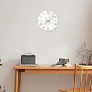 Round Marble Battery Wall Clock Modern 14 Inch White Minimalist Wall Clock for Kitchen Quartz Glass Slient Clock for Wall by CozyNest Decor