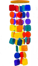 Bellaa 22890 Wind Chimes Outdoor, Garden Decorations, Musical, Indoor/Outside Windchimes, Beach, Ocean Breeze, Gifts for Mom, Gift for All Occasions, Capiz Sea Glass Shells Wood 27 inch Rainbow by CozyNest Decor