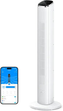 GoveeLife White Tower Fan for Bedroom, 36" Smart Floor Fan with App/Voice Control, Temperature Sensor, 5 Modes 8 Speeds(25ft/s), 29dB Quiet Oscillating Fan for Office, 24H Timer, Auto Cooling by CozyNest Decor