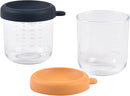 BEABA 2 Pack Glass Baby Food Jars with Soft Silicone Air Tight Lids, 8 oz Glass Storage Containers with Lids, Microwave and Freezer Safe Containers, Midnight by TinyTreasures Baby Boutique