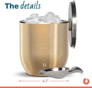 SNOWFOX Plus, Premium Vacuum Insulated Stainless Steel Ice Bucket with Lid/Scoop,Home Bar Accessories,Elegant Bartending Ice Buckets for Parties,Beautiful Outdoor Supplies,3L,Shimmer Gold