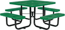 Global Industrial 46" Square Picnic Table, Perforated Metal, Green Thermoplastic Coating, Attached Benches, 1-1/2” Umbrella Pole Hole, Outdoor-Rated, 1200 lb Capacity by GreenHaven Gardens