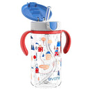 Evorie Tritan Spill Proof Toddler Straw Sippy Cup, 10 oz for Baby and Toddlers 1-3 Years Old, No Spill Straw Water Bottle with Removable Handles, Ideal for School, BPA-Free, Happy Valley by TinyTreasures Baby Boutique