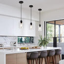 Modern Black Farmhouse Clear Glass Cylinder Pendant Light Fixture,Mini Pendant Lighting for Kitchen Island Decor - 4.75 Inch Shade, 2-58 Inch Cord (Black 3 Pack) by CozyNest Decor