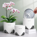5 inch Orchid Pots with Holes for Repotting with Excellent Airflow, Set of 2, Double Layer Plastic Imitate Ceramic Orchid Planter, Clear Orchid Pot Match Decorative Orchid Container by GreenHaven Gardens