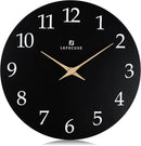 Lafocuse 12 Inch Silent Black Wall Clock Battery Operated for Living Room Decor, Simple Minimalist Wooden Wall Clock for Kitchen Bedroom Office by CozyNest Decor
