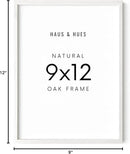 HAUS AND HUES 9x12 Picture Frame - 9 X 12 Frame Wooden Picture Frames for Crafts, 9x12 Frame Wood Picture Frames, 9 X 12 Picture Frame Natural Wood Frames,12x9 Picture Frame Wood (White Oak Frame) by CozyNest Decor
