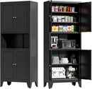 69" Tall Kitchen Pantry Cabinet, Metal Storage Cabinet with 4 Doors and Adjustbale Shelves, Freestanding Cupboards for Dining Room, Living Room, Bathroom by CozyNest Decor