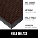 GORILLA GRIP 100% Waterproof All-Season WeatherMax Doormat, 60x24, US Designed Natural Rubber, Stain and Fade Resistant, Low Profile Indoor Outdoor Door Mats, Easy Clean Patio Mat, Coffee Squares by CozyNest Decor