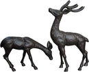 Elegant Pair of Cast Iron Deer Sculptures -22" and 11.4" Tall Male and Female Set for Outdoor Garden Decor, Realistic Animal Statues HC3672-5691 by CozyNest Decor
