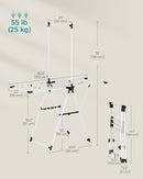 SONGMICS Clothes Drying Rack, Foldable 2-Level Laundry Drying Rack, Free-Standing Airer, 1 Additional Tall Hanging Bar, 2 Height-Adjustable Wings, 24 Drying Rails, Space Savng, Simply White ULLR521W01 by TinyTreasures Baby Boutique
