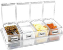XIUDI Clear Seasoning Rack Spice Pots-4 Pieces Clear Seasoning Storage Container for Spice Salt Sugar Cruet.Acrylic Seasoning Box, Cruet with Cover and Spoon by CozyNest Decor