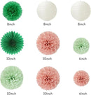 Sage-Green Pink Birthday Party-Decorations Paper-Flowers - 14pcs Happy Banner Spring Lanterns Tissue Pom Poms,Boho Streamers Garland Fans,Neutral Rustic Garden Office Hanging Supplies Decor Hugfond by CozyNest Decor