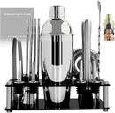 14-Piece Cocktail Shaker Set Bartender Kit with Black Stand, Bar Tool Set for Drink Mixing Bartending Kit Bar Sets Accessories: 750ml(25oz) Shaker, Jigger, Muddler, Cocktail Recipes (Silver) by CozyNest Decor